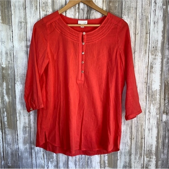 J. Jill Tops - J. Jill Reddish Pink Popover Blouse